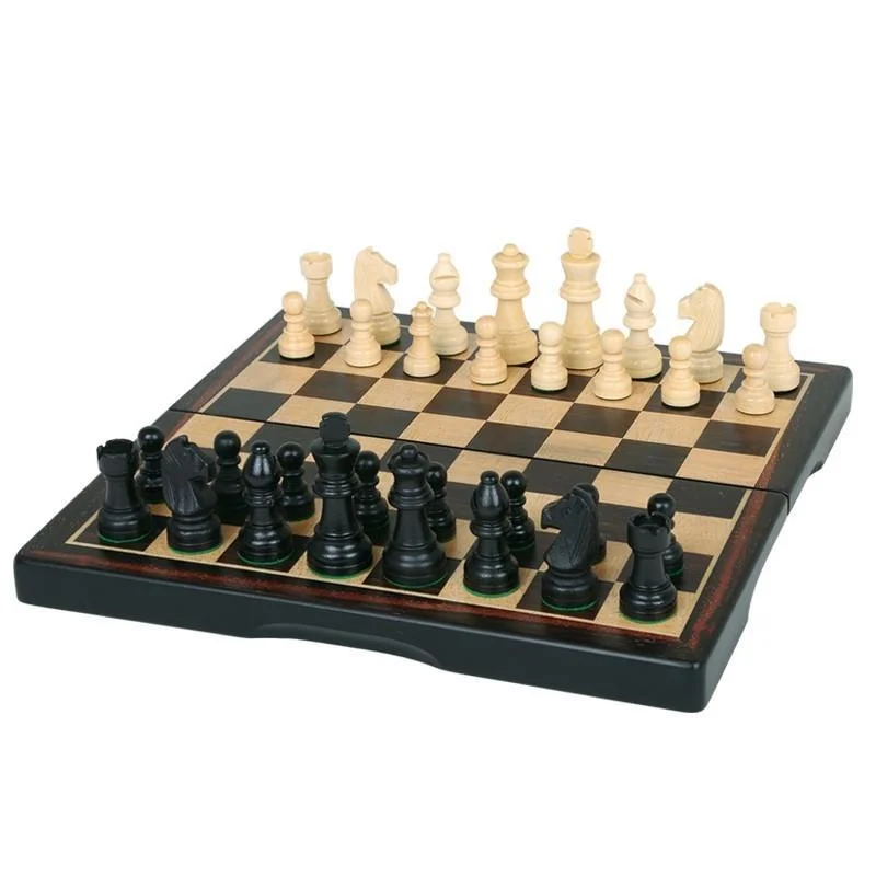 15" Ebony Dark Wood Folding Chess Set