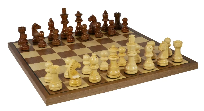 2.75" Sheesham/Boxwood On Walnut & Maple Board - Chess Set