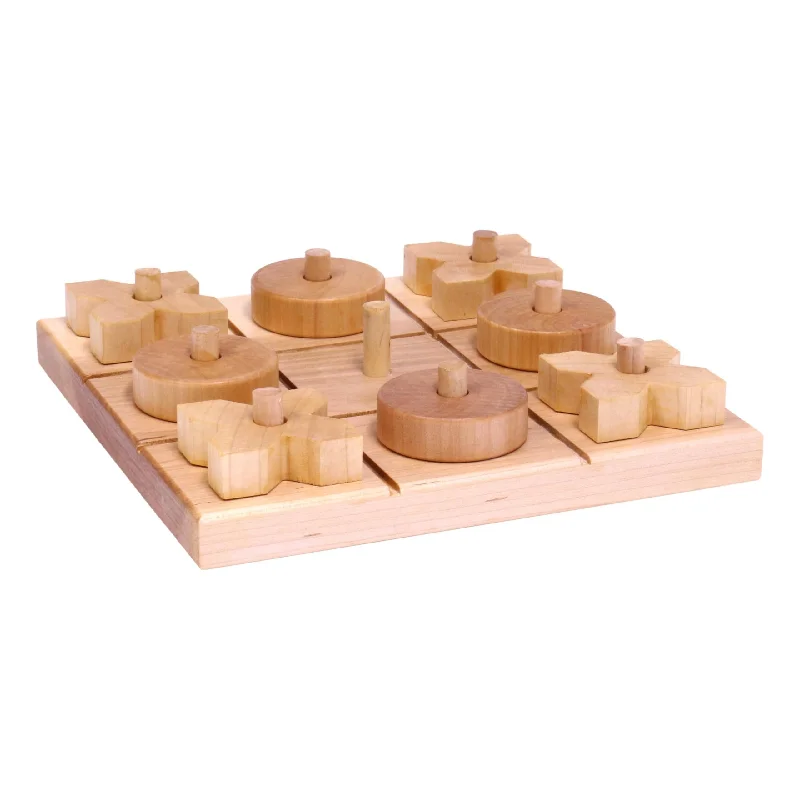 Wooden Tic Tac Toe Game With 8 Wooden X and O Game Pieces, Amish Made