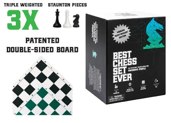 Best Chess Set Ever - Black/Green (3X Weighted)