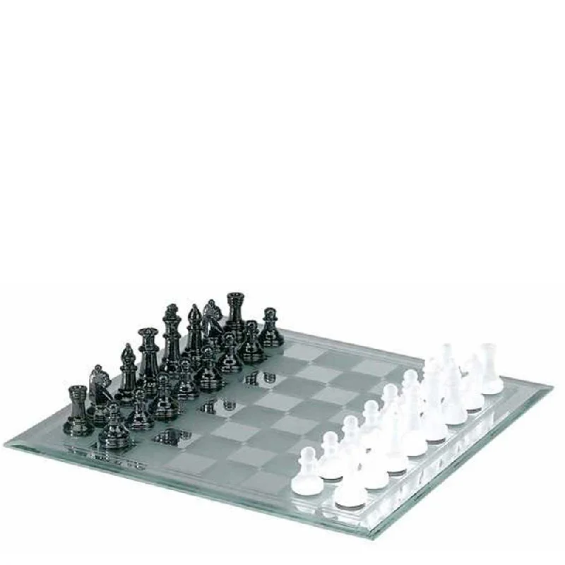 13.7" Black & White Mirror Chess Set