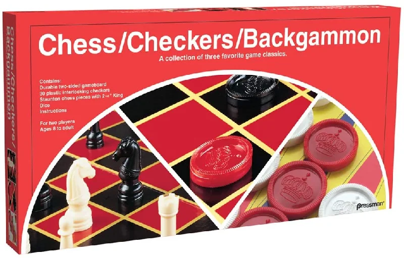 Checkers/Chess/Backgammon - 3 Games in One with Folding Board