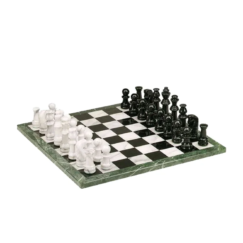 Chess Set 18" Black & White Marble