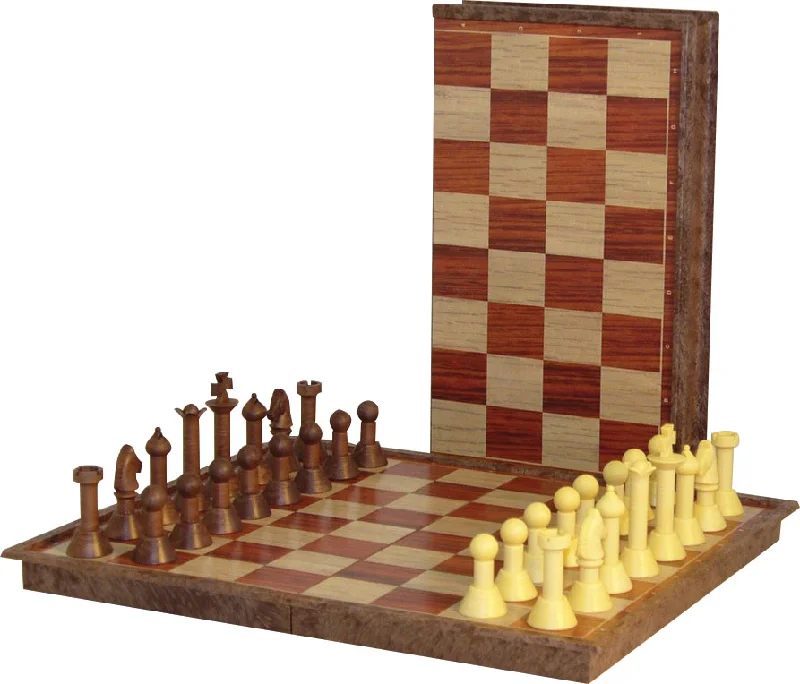 Chess: Wood-tone Folding Magnetic Chess Set