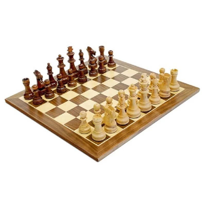 WE Games 15" Chess Set Walnut Board 3.75" King