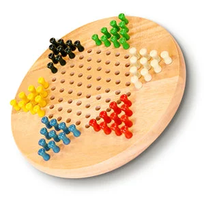 WOODEN CHINESE CHECKERS SET 7" DIAMETER