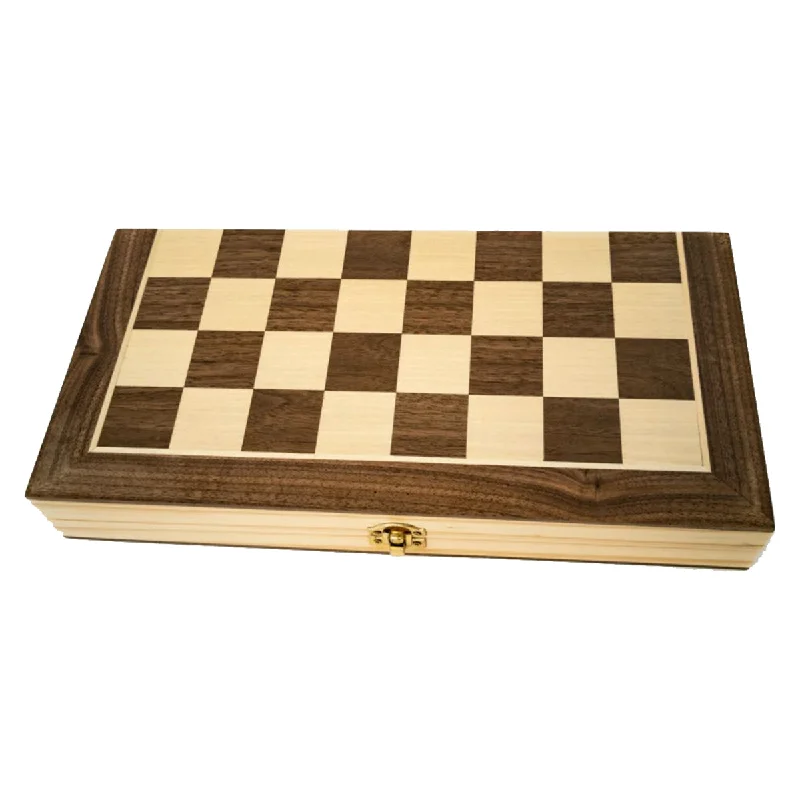 Wooden Folding Chess Checkers Backgammon Set 35cm