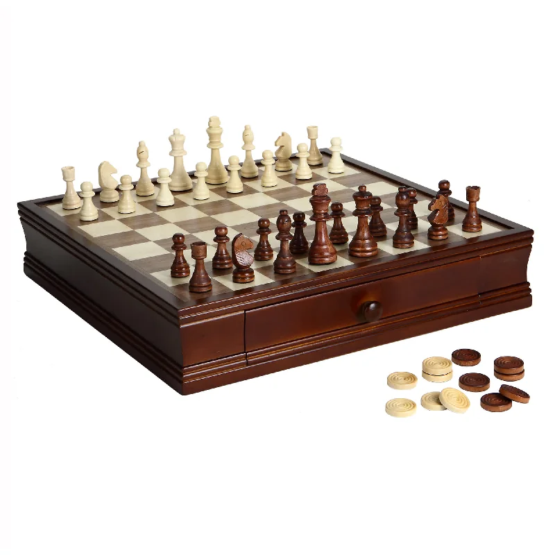 Prodigy 19-in Wooden Checkerboard Chess and Checkers Set