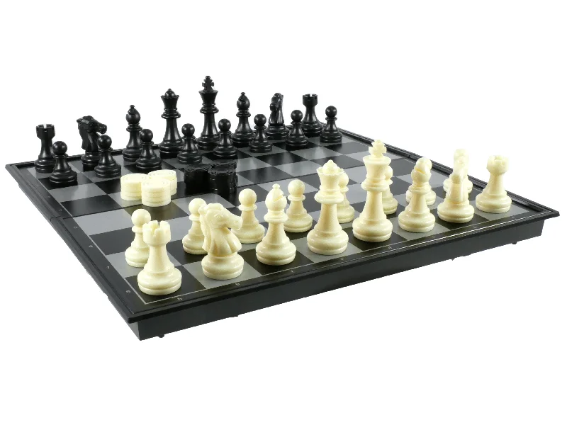 Combo Set - 14" Magnetic Chess with Checker Set