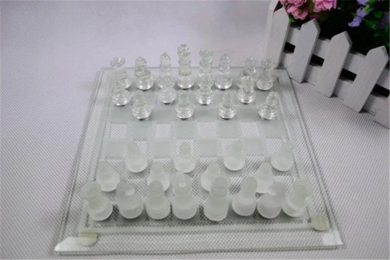 Solid Crystal Chess With Checker Board Set