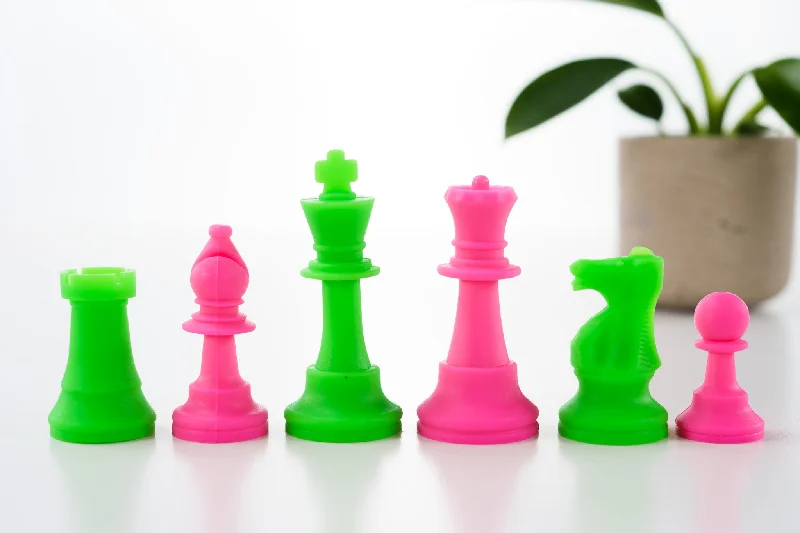 3 1/2" Silicone Club Chess Pieces - Neon Green and Pink