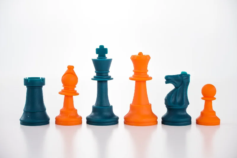 3 1/2" Silicone Club Chess Pieces - Orange and Teal