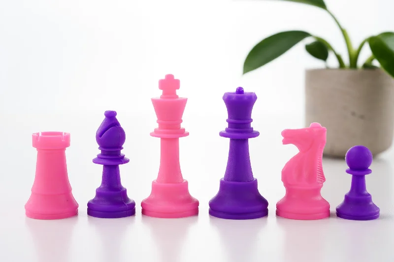 3 1/2" Silicone Club Chess Pieces - Purple and Pink