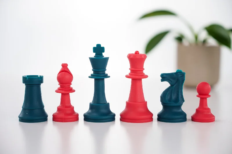 3 1/2" Silicone Club Chess Pieces - Red and Teal