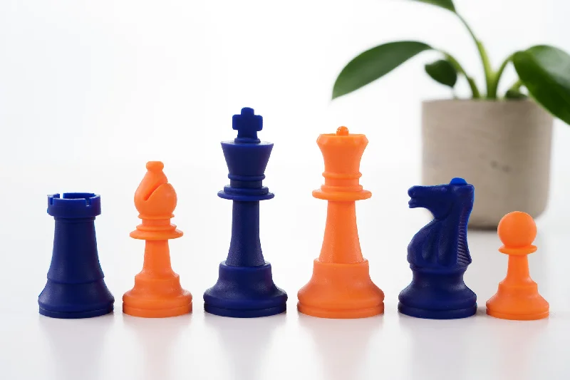 3 1/2" Silicone Club Chess Pieces - Royal Blue and Orange