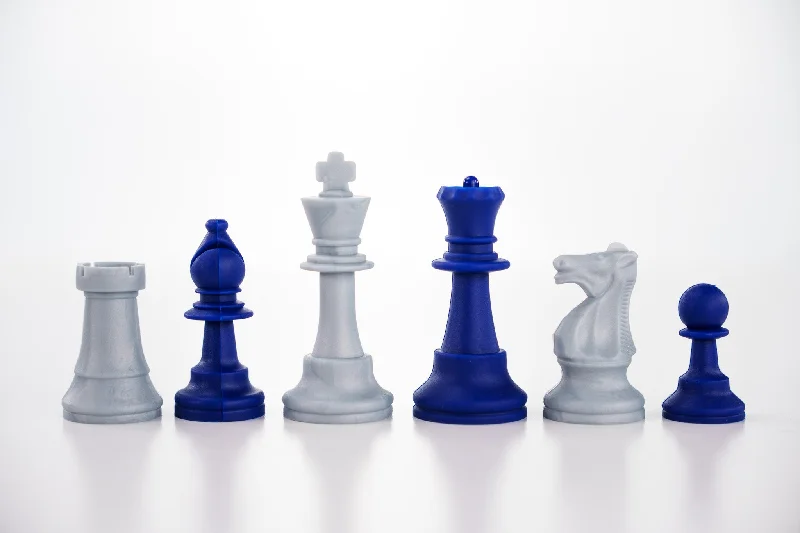 3 1/2" Silicone Club Chess Pieces - Royal Blue and Silver