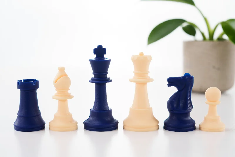 3 1/2" Silicone Club Chess Pieces - Royal Blue and White