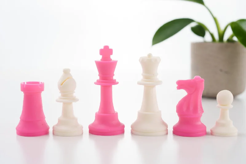 3 1/2" Silicone Club Chess Pieces - White and Pink