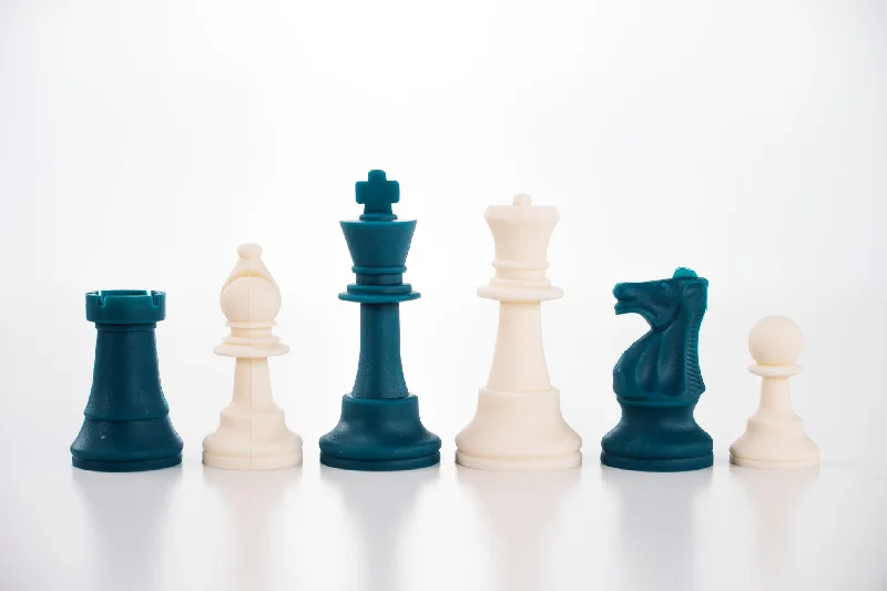 3 1/2" Silicone Club Chess Pieces - White and Teal