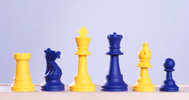 3 1/2" Silicone Club Chess Pieces - Yellow and Navy