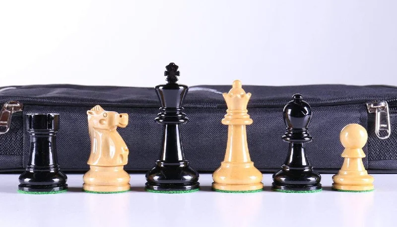 3 5/8" Ultimate Style Wooden Chess Pieces - Ebonized