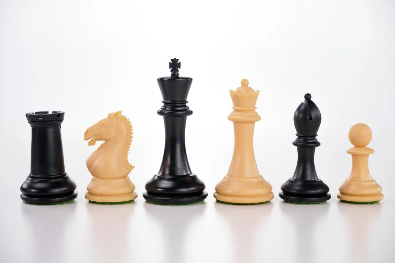 3 7/8" Hastings Black & Natural Chess Pieces