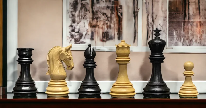 3.75" Imperial Black and Boxwood Chess Pieces