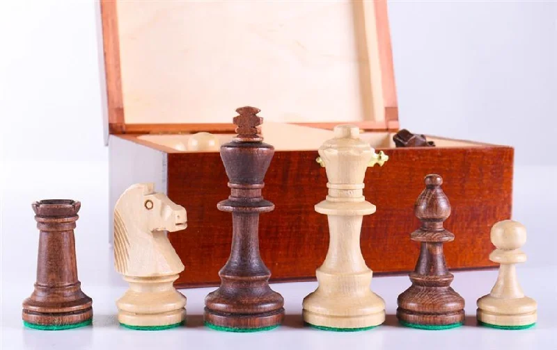 3" Standard Staunton Chess Pieces #4 in Dark Wood Box