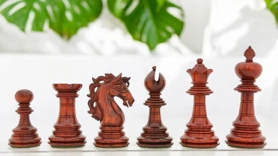 4.4" King Charles Padauk & Boxwood Luxury Chess Pieces