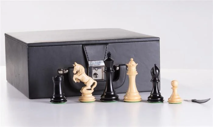 4" Alexander Staunton Ebony Wood Chess Pieces w/box