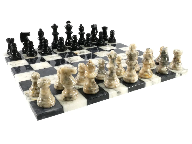 Chess Set - Alabaster Set with Frameless Board