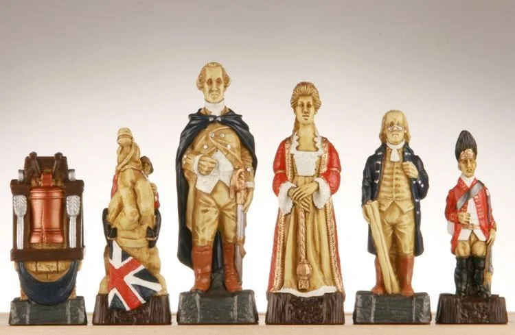 American Revolutionary War Chess Pieces - SAC Hand Decorated