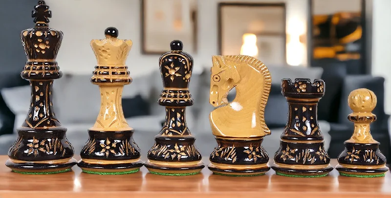 Artistic Burnt Russian Chess Pieces