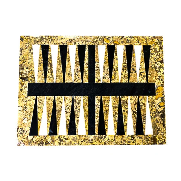 Backgammon- Coral Border with White and Black Pieces- 9"x12"