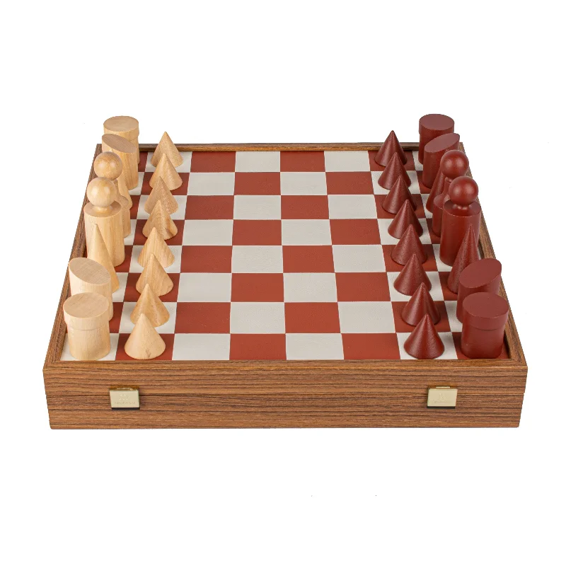 Bauhaus Style Terracotta & White Chess Set - 40x40cm with 8.5cm King Chessmen