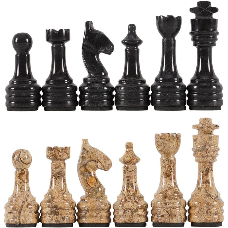 Black and Coral Premium Quality Chess Figures