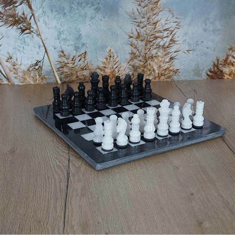 Black and White 12" High Quality Marble Chess Set