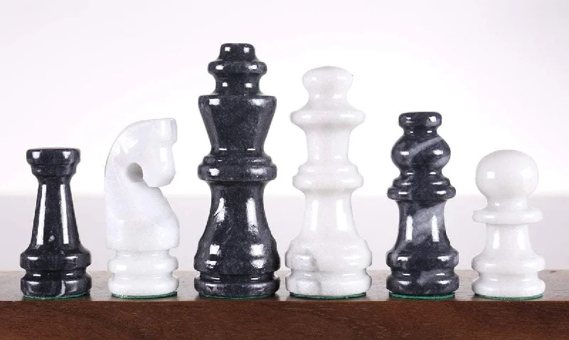 Black and White Marble Chess Pieces - 3 1/2"