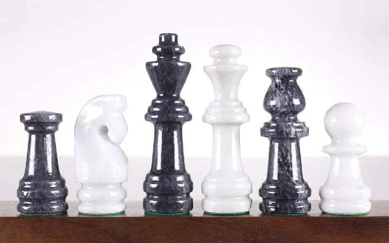 Black and White Marble Chess Pieces - 4 1/4"