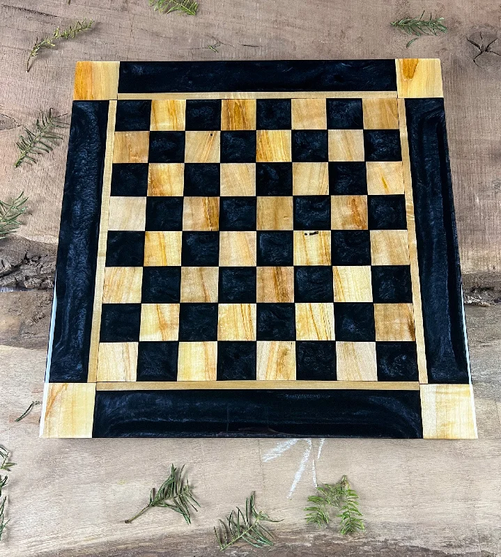 Black Onyx Maple Wood Chess Board (With Border)