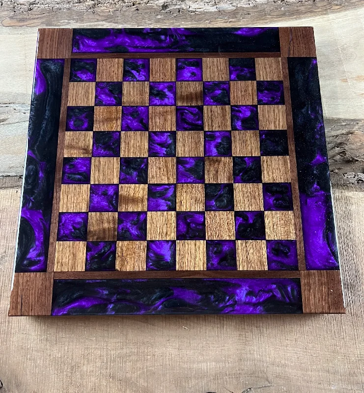 Black Onyx Purple Haze Walnut Chess Board (With Border)