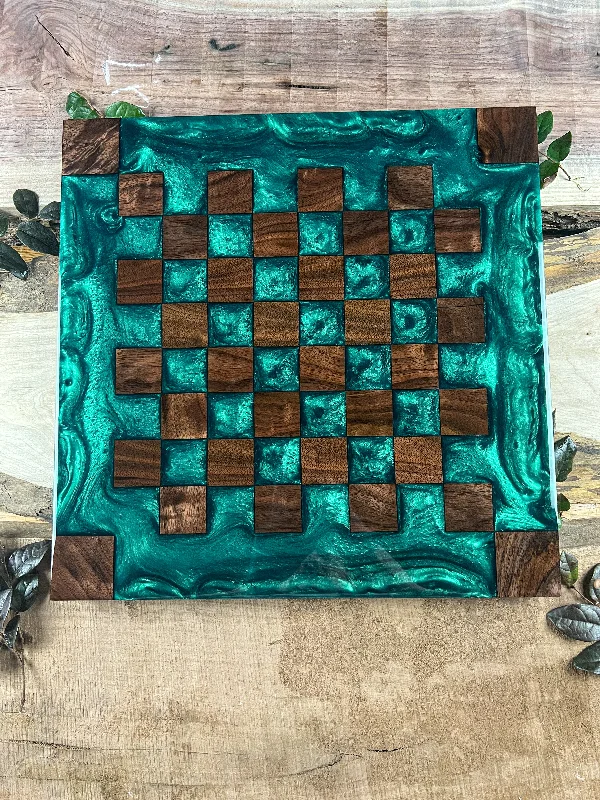 Black Walnut Emerald Green Chess Board