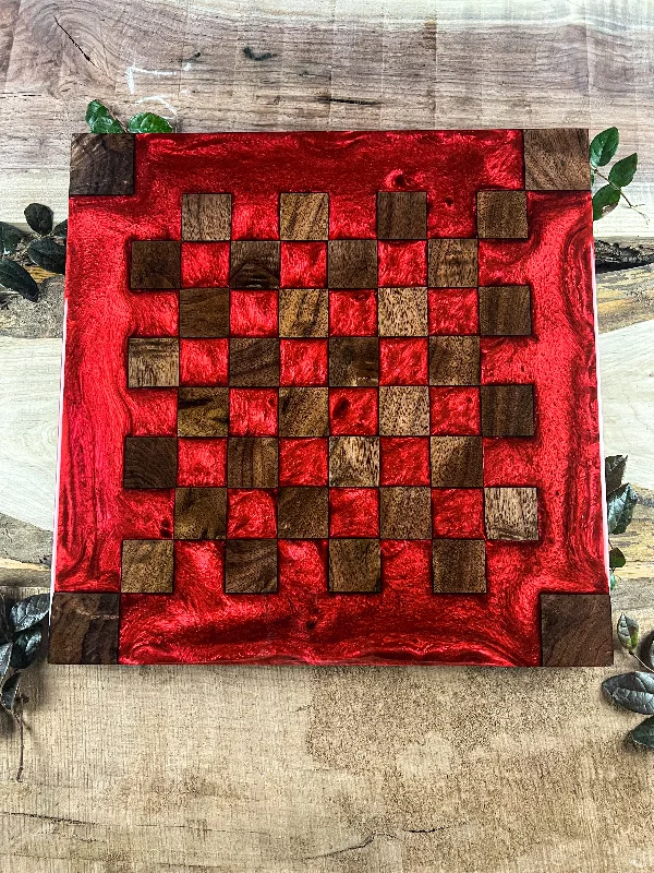 Black Walnut Red Lava Chess Board