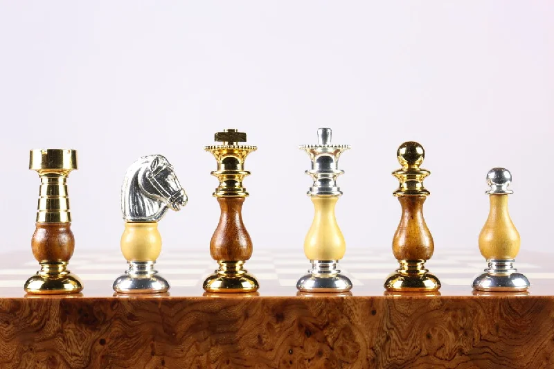 Brass / Wood Classic French Chess Men