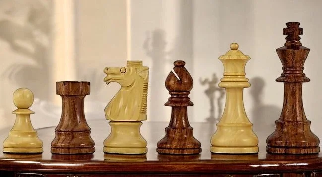 4” British Acacia & Boxwood Chess Pieces