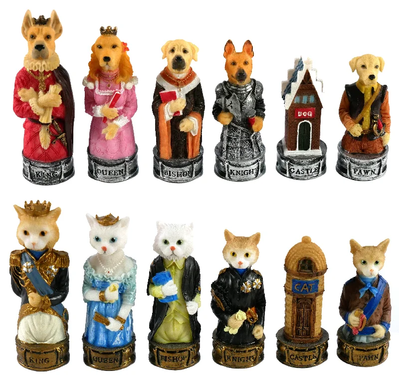 Chess Pieces - Cats & Dogs Resin Chess Pieces