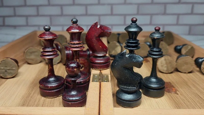 Chess. Antique Soviet, wooden chess set of the 40s in good condition, a gift for men, collectors and lovers of rare chess, old wooden chess of the USSR.