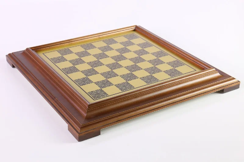 14" Chess Board with Brass Top and Wood Frame