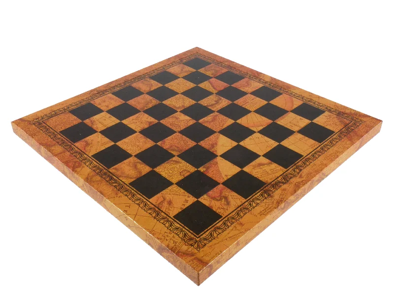 Chess Board - Faux Leather - Old Map Design