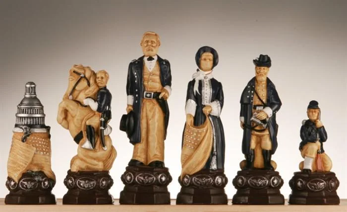 Civil War Chess Pieces-Studio Anne Carlton, Hand Decorated